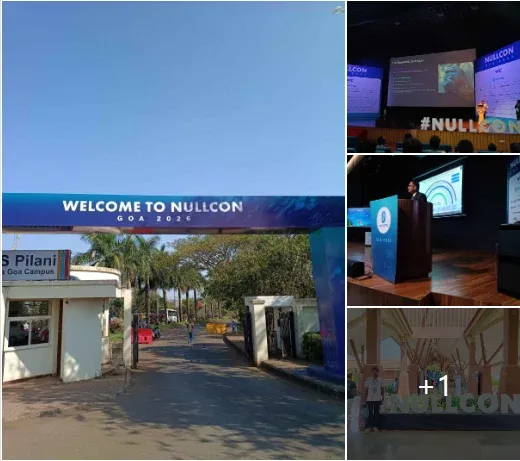 The Nullcon Goa 2026 entrance and conference stage